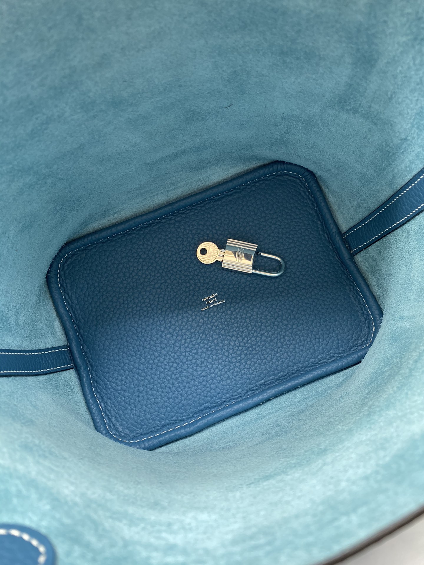 Hermes Picotin Lock 18 Bag In Blue Jean Clemence Leather